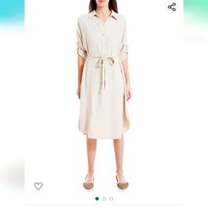 NWT Max Studio Womens Button Front Midi Shirt Dress